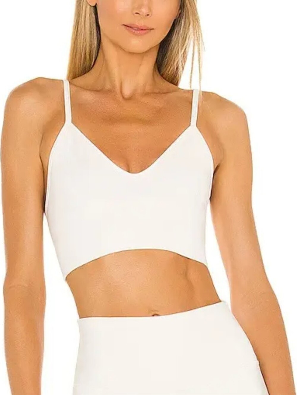 Alo Yoga Seamless V Neck Bralette Cream Fits Like XS S Womens Cami Bra Crop Top